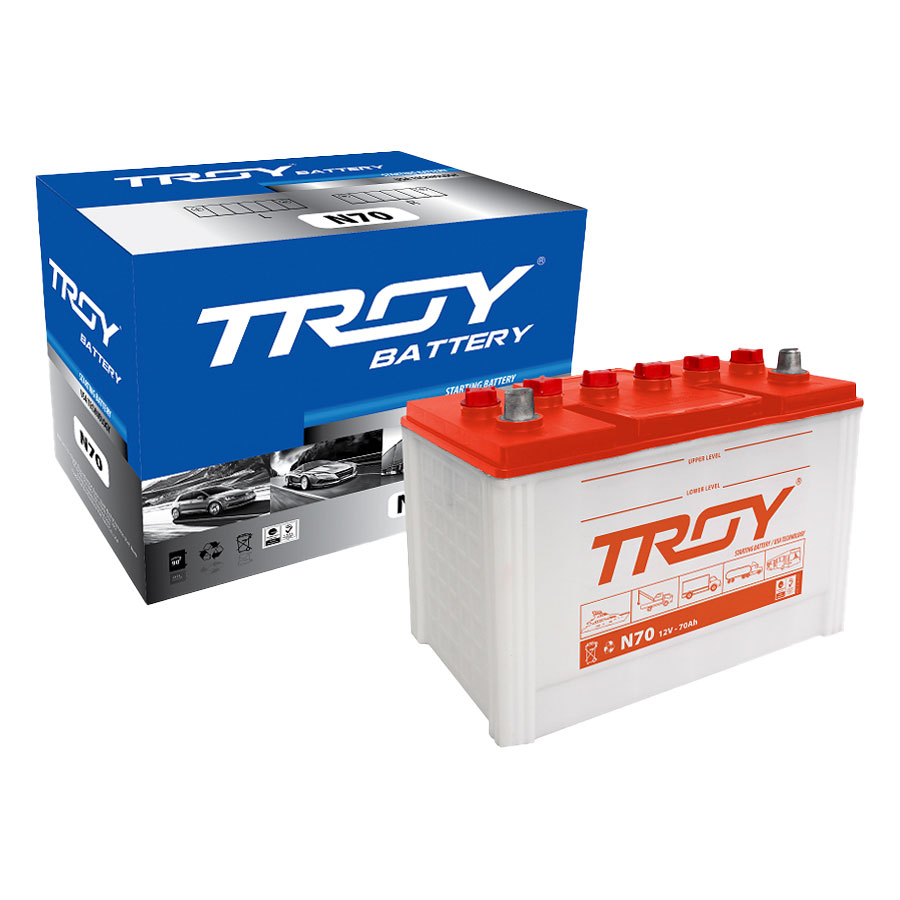 Ắc quy Troy N70 12V 70AH công nghệ Mỹ, giá tốt, chính hãng, độ bền cao