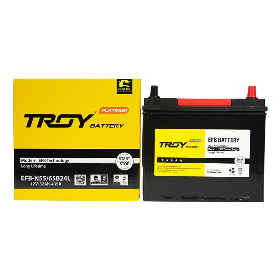 Ắc quy Troy EFB N55 - 65B24L 12V 52AH | Đặt mua Online giá bán tốt hơn