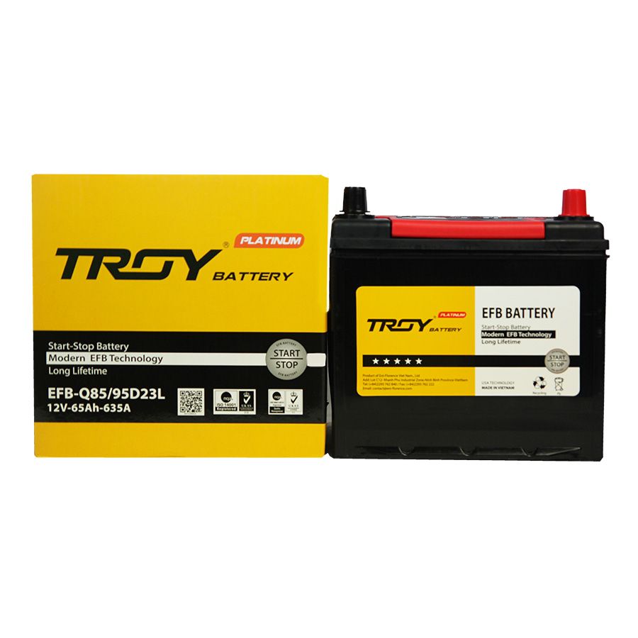Ắc quy Troy EFB Q85 - 95D23L 12V 65AH giá bán rẻ hơn tại Acquycaocap