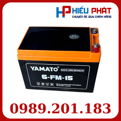 Bình Ắc Quy Xe Đạp Điện Yamato 6-FM-15 (12V-15Ah)