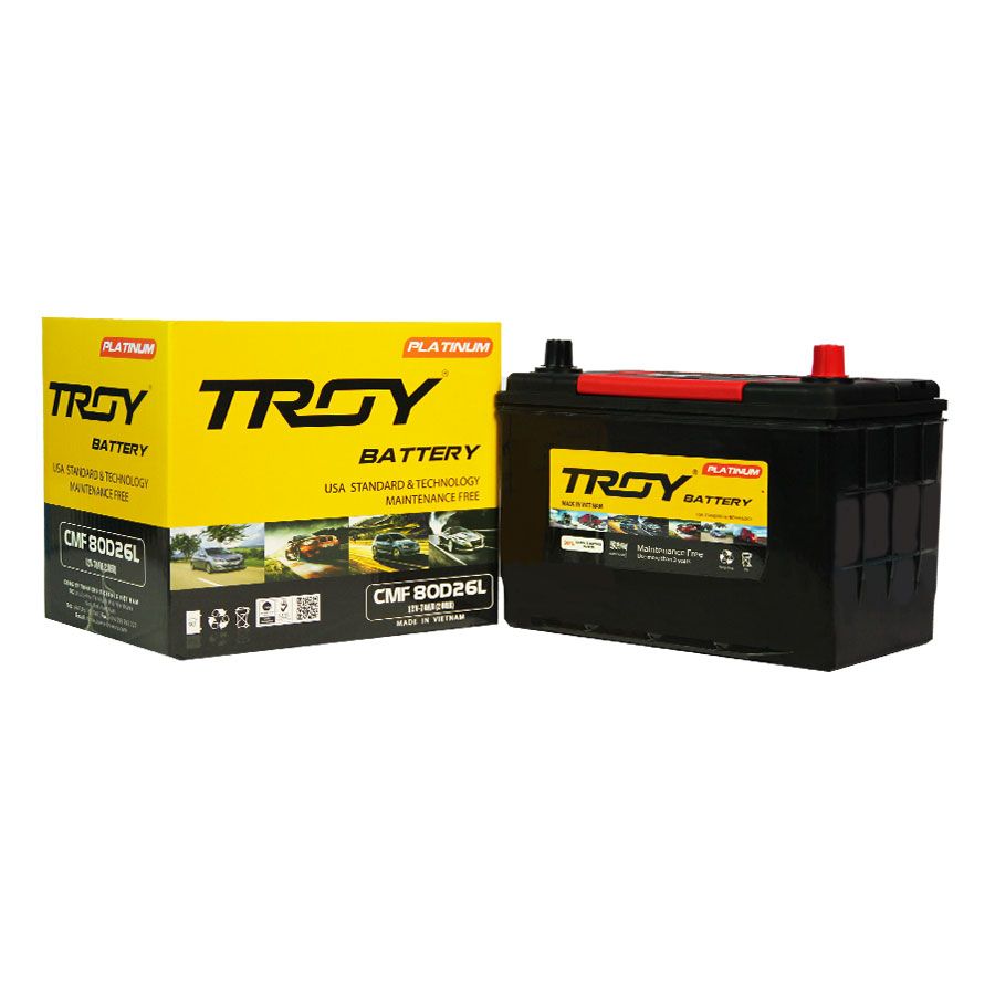 Ắc quy Troy 80D26L 12V 70AH giá bán rẻ hơn, ưu đãi tốt | Acquycaocap
